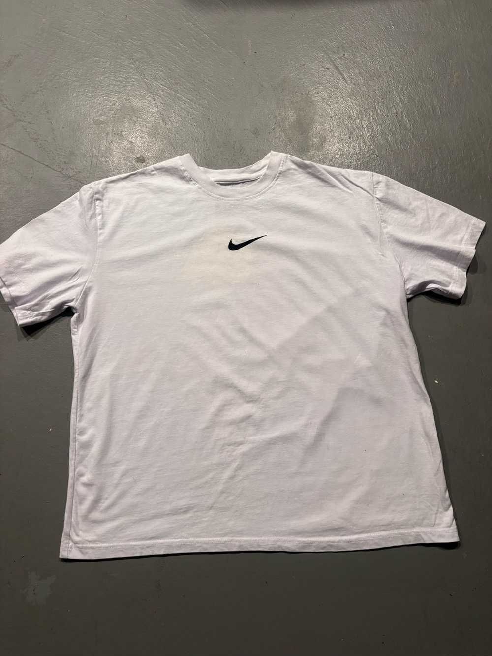 Nike White Short-Sleeve T-Shirt with Black Swoosh